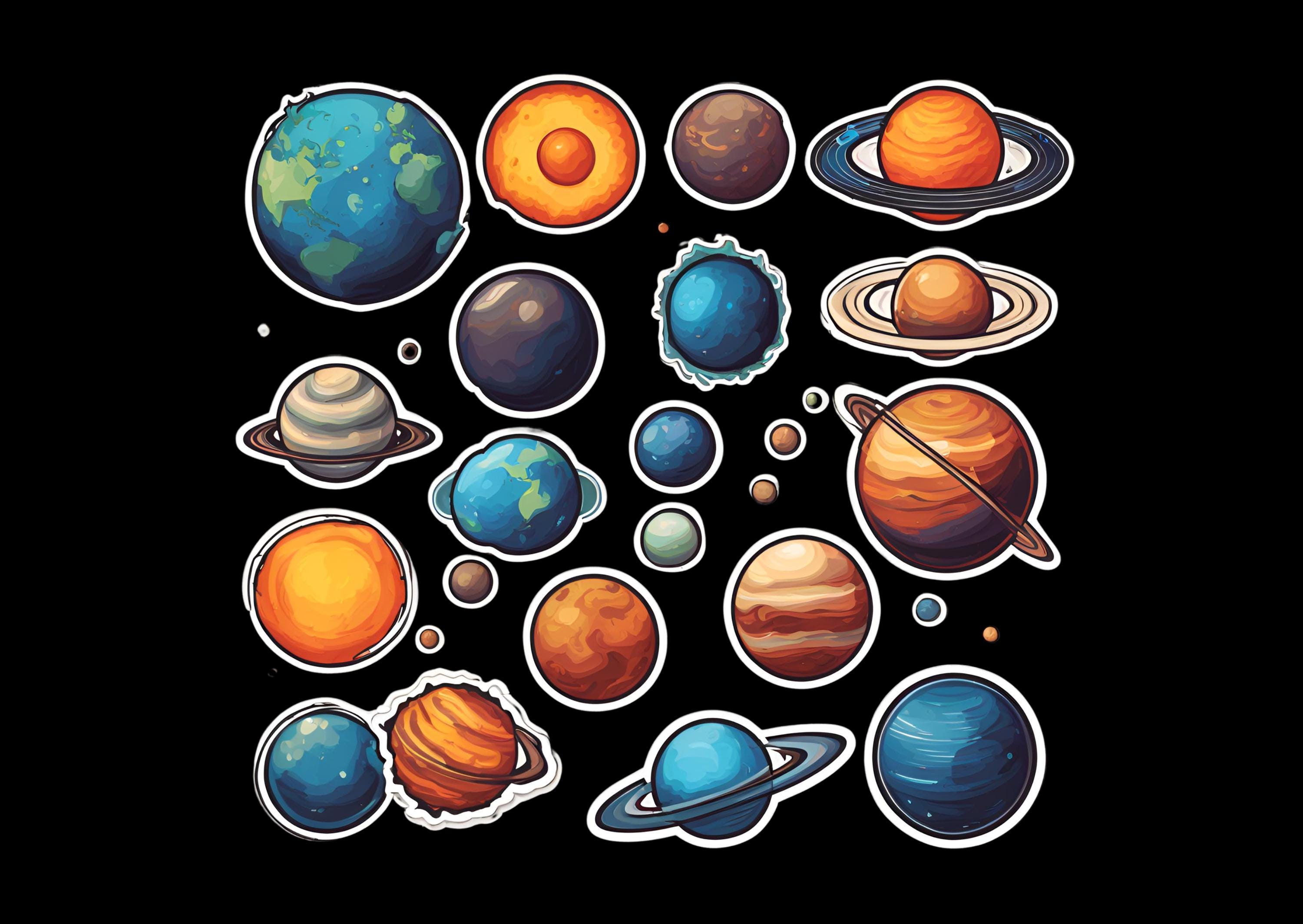 To Scale Sticker Planets 20 Sets of Printable Planets Stickers, DIY Space Stickers for Kids ...