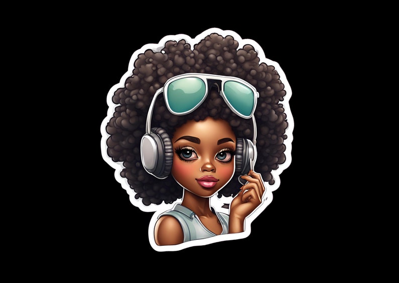Afro Girl Clipart PNG Stickers - 30 Afro Girl Clipart, Denim Girl ...