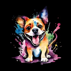 Gráficos divertidos para perros, 26 PNG de perros de acuarela, arte de perro imprimible para regalo de amante de los perros, descarga instantánea
