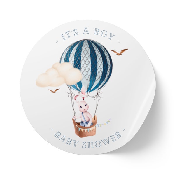 It's a Boy Labels - Durable Glossy Finish Round Stickers for Baby Boy Shower Party Favors - 1" & 2" Sizes, Roll of 50/100/250