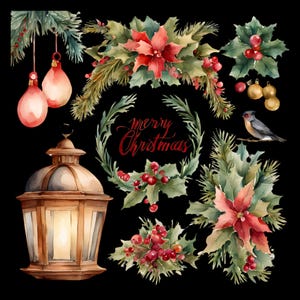 Digital Download Victorian Christmas Clipart, 15 High Quality PNGs for Card Making & Mixed Media - Ideal for Holiday Crafting Supplies