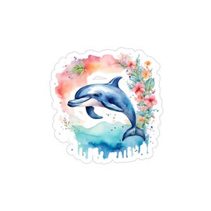 Wasserdichte Aufkleber - Einzigartige transparente Delfin- und Blumenkunst, haltbare Vinyl-Aufkleber zum Anpassen von Laptops, Autos und Außendekorationen
