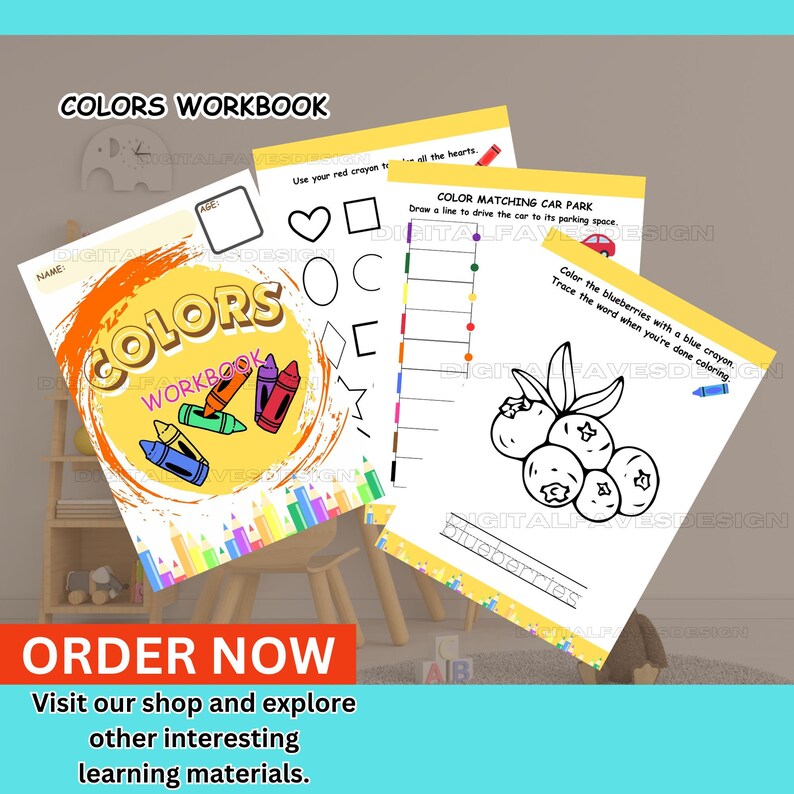 Colors Workbook, Workbook Template, Workbook for Kids, Learn About ...