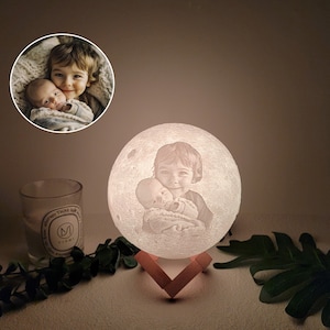 Custom Photo 3D Moon Lamp&Text,Personalized 3D Photo printed Lunar night Moon Lamp,Custom photo lights,Bedside lamp,3D Moon Light Lamp