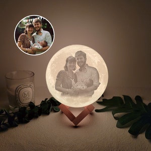 Custom Photo 3D Moon Lamp & Text , Custom photo lights, 3D Moon Light Lamp , Personalized Moon Lamp, Lunar Night , Touch Control, Two Colors