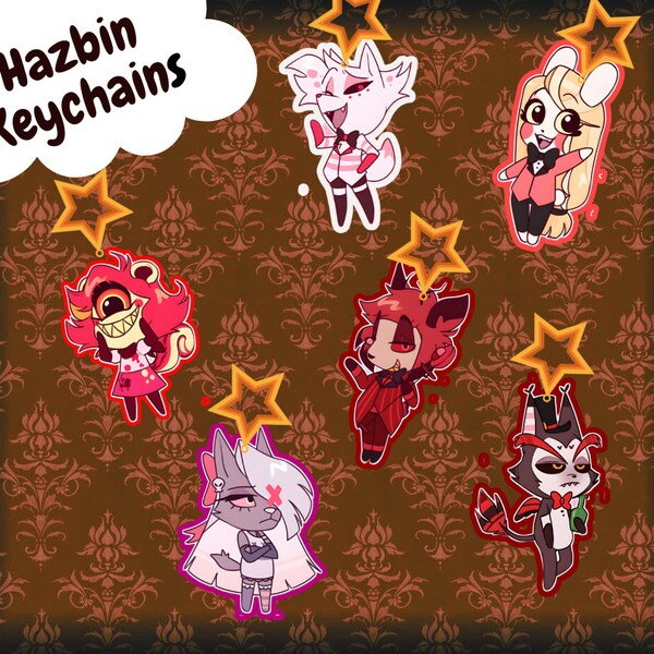 Hazbin Hotel Keychains -Epoxy Keychains - Alastor Keyhchains - Hazbin hotel merch - Hazbin Fan Gift - Angel Dust - Charlie Morningstar