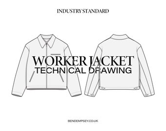 Dibujo técnico de chaqueta de trabajador