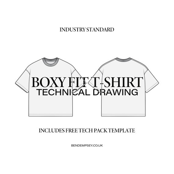 Boxy Fit T-shirt Technical Drawing - Etsy