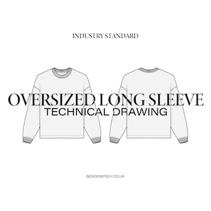 Oversized Long Sleeve T-shirt Technical Drawing
