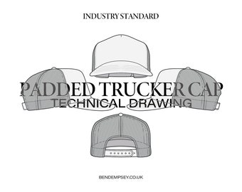 Dibujo Técnico Gorra Trucker Acolchada