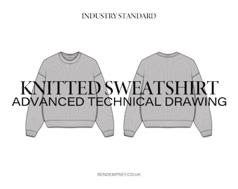 Oversized Knit Sweater Advanced Technical Drawing