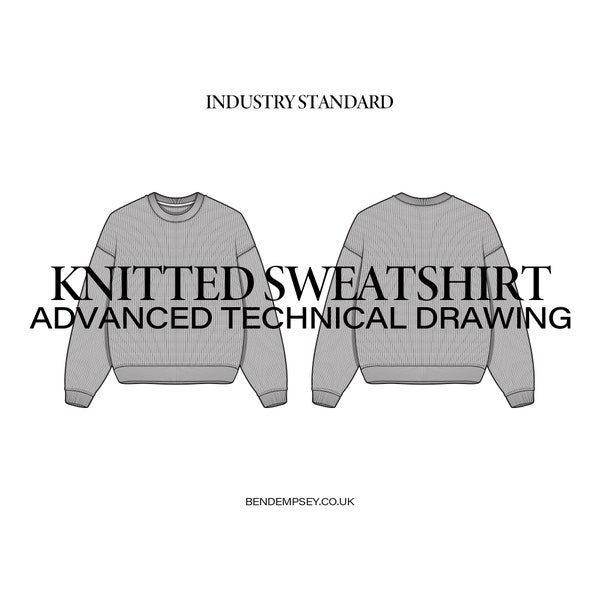 Oversized Knit Sweater Advanced Technical Drawing