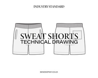 Dibujo técnico de pantalones cortos deportivos