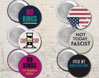 Botones de protesta "No a los reyes", pines "No a la guerra con Irán", insignia antiautoritaria, regalo para activistas políticos antifascistas, declaración a favor de la democracia