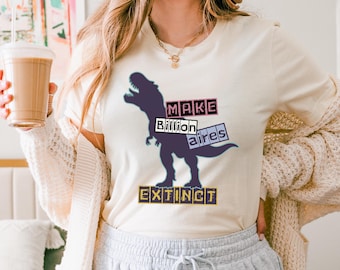 Camiseta «Extinguamos a los multimillonarios», Camiseta antibillonarios, Camiseta «Comamos a los ricos», Camiseta de protesta política, Capitalismo tardío, Anti Elon Musk