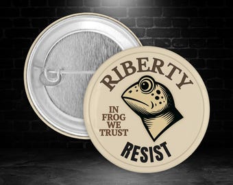 Botón con moneda de la Rana de Riberty Resist, Pin de la Rana Fundadora Antifascista de Amphifa, Insignia de protesta de la Rana Antifa Revolucionaria, Regalo político No Kings