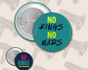 Botón "Sin reyes, sin guerra", pin antiautoritario, botón de protesta por la democracia, regalo con declaración política, activista prodemocracia