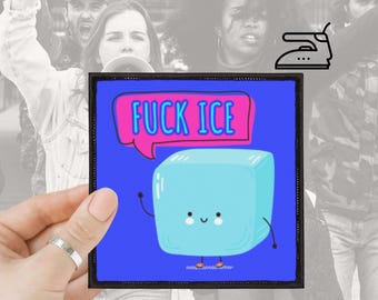 Parche termoadhesivo "A la mierda con ICE": prenda de neón para protestas contra ICE