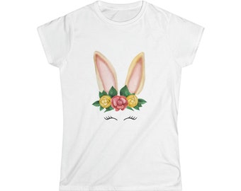 Easter t shirt, Easter bunny, Easter rabbit ears, Women's Softstyle Tee