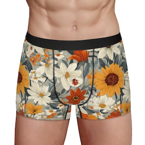 Floral Men&#39;s Boxers: Cottagecore Milk Silk Underwear