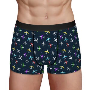 Airplane Print Men's Boxer Briefs: Funny Pilot Underwear Gift