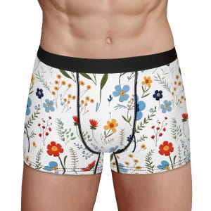 Floral Print Men&#39;s Boxer Briefs: Funny Underwear Gift