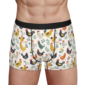 Chicken Print Men&#39;s Boxer Briefs: Novelty Underwear Gift