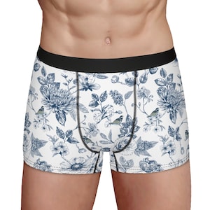 Chinoiserie Men&#39;s Boxer Briefs: Floral Toile Underwear