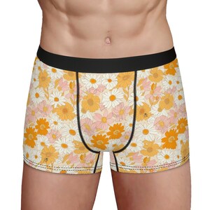 Floral Men Boxers, Cottagecore Briefs Comfortable Men&#39;s Underwear Astrology Lovers GiftsGroovy Flowers Boxers