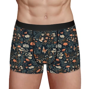 Floral Men&#39;s Boxers: Dark Cottagecore Underwear, Astrology Gift