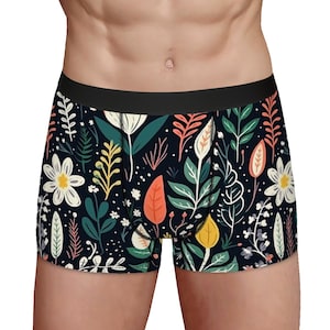 Floral Cottagecore Men&#39;s Boxer Briefs: Husband Boyfriend Gift