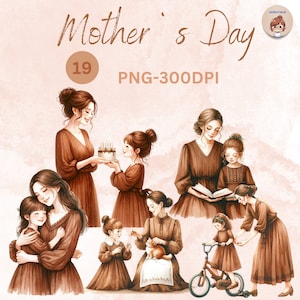 aquarel moederdag, moederdag clipart, moeder en dochter, dans, fietsrit, tekenen, koken, verjaardag clipart aquarel illustratie png