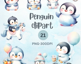watorcolor penguin clipart,cute penguin illustration,pastel corlor,perfect for nursery art , png,baby shower commercial and personal use