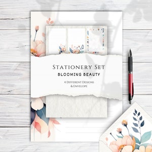 Set de papelería "Blooming Beauty" DIN A5 & US Letter - incl. sobre con inserto a juego [IMPRIMIBLE]