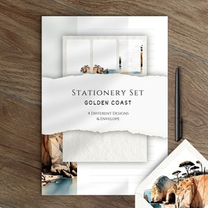 Set de papelería "Golden Coast" DIN A5 & US Letter - incl. sobre con inserto a juego [IMPRIMIBLE]
