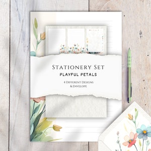 Set de papelería "Playful Petals" DIN A5 & US Letter - incl. sobre con inserto a juego [IMPRIMIBLE]