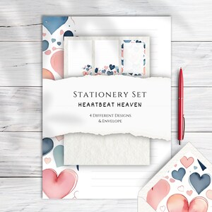 Set de papelería "Heartbeat Heaven" DIN A5 & US Letter - incl. sobre con inserto a juego [IMPRIMIBLE]