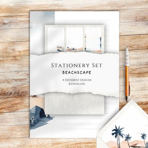 Set de papelería "Beachscape" DIN A5 & US Letter - incl. sobre con inserto a juego [IMPRIMIBLE]