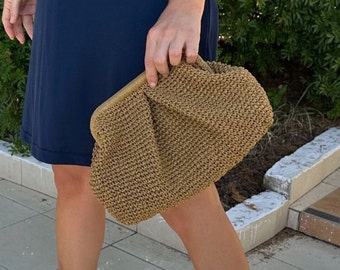 Crochet Raffia Clutch Bag ,Straw Summer Pouch Bag , Stylish Party Bag , Gift For Mom