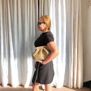 Handmade Raffia Clutch Bag , Crochet Bag, Summer Clutch , Knitted Raffia Bag , Straw Pouch Bag, Unique Gift For Her