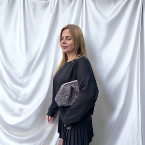 Metallic Raffia Crochet Clutch Bag, Stylish Shimmering Purse, Minimalist Bag , Ideal Gift for Her image 6