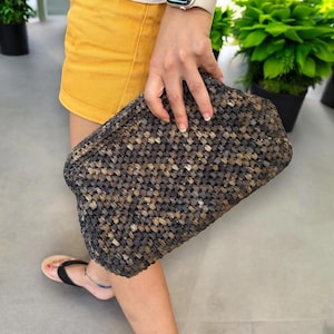 Crochet Raffia Clutch , Straw Bag for Summer Beach & Evening , Chic Purse , Woven Pouch Bag, Gift For Women
