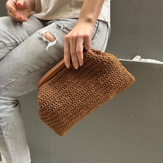 Handwoven Brown Crochet Clutch Luxury Evening Bag Perfect Gift for Her Etsy