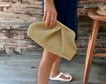 Crochet Raffia Clutch Bag: Handmade Summer Purse