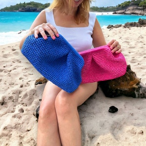 Handmade Raffia Pouch Bag, Crochet Party purse, Straw Beach Bag, Bridal Clutch Bag, Gift For Her