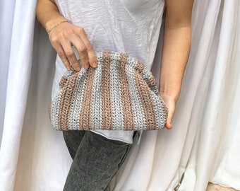 Handmade Raffia Clutch Bag , Crochet Bag , Colorful Summer Clutch , Knitted Raffia Bag , Straw Pouch Bag, Unique Gift For Her