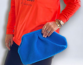 Handmade Crochet Clutch Bag: Colorful Woven Macrame Purse