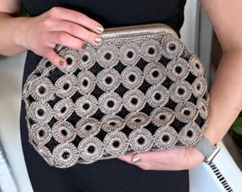 Handmade Crochet Macrame Clutch Bag: Boho Woven Evening Purse