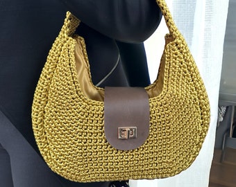 Boho Crochet Tote Bag for Women - Stylish Handmade Shoulder Purse - Unique Gift for Her