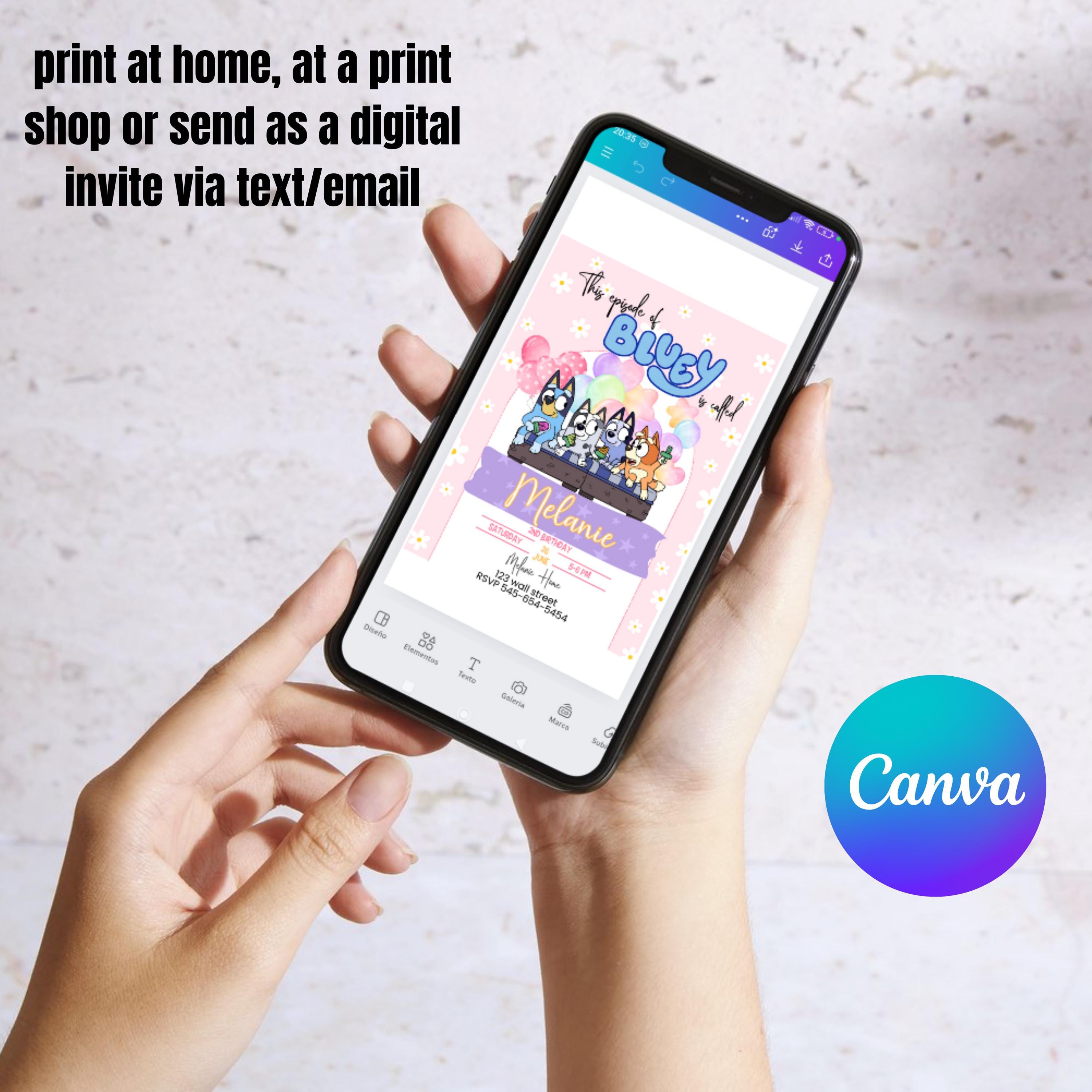 Editable Bluey Digital Invitation